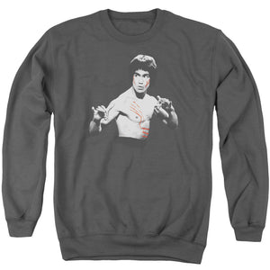 AN OFFCIALLY LICENSED BRUCE LEE FINAL CONFRONTATION ADULT UNISEX CREWNECK SWEATSHIRT CHARCOAL