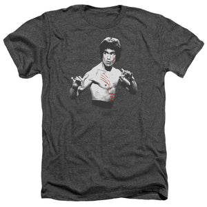 AN OFFCIALLY LICENSED BRUCE LEE FINAL CONFRONTATION MEN'S HEATHER T-SHIRT CHARCOAL