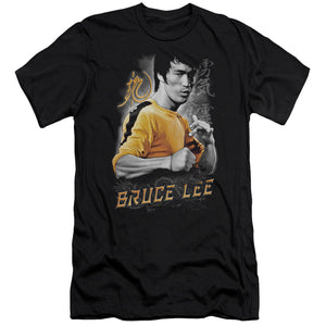 AN OFFCIALLY LICENSED BRUCE LEE YELLOW DRAGON MEN'S PREMIUM SLIM FIT T-SHIRT BLACK
