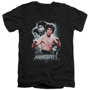 AN OFFCIALLY LICENSED BRUCE LEE INNER FURY MEN'S V-NECK T-SHIRT BLACK