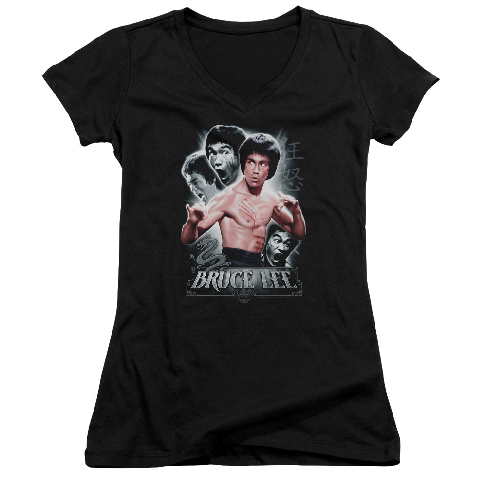Bruce Lee Inner Fury Licensed Women's T-Shirt Juniors V-Neck SM