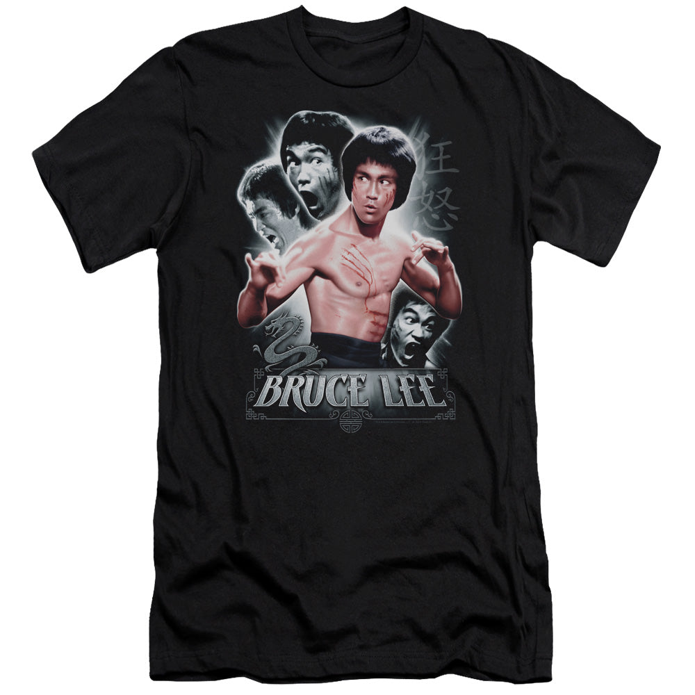 AN OFFCIALLY LICENSED BRUCE LEE INNER FURY MEN'S PREMIUM SLIM FIT T-SHIRT BLACK