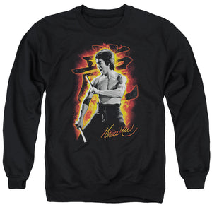 AN OFFCIALLY LICENSED BRUCE LEE DRAGON FIRE ADULT UNISEX CREWNECK SWEATSHIRT BLACK