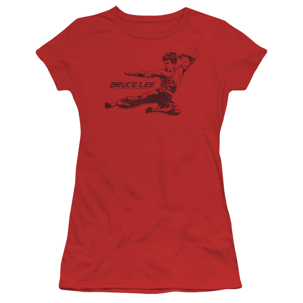 Bruce Lee Line Kick Licensed Women's T-Shirt Juniors SM