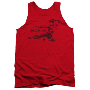 AN OFFCIALLY LICENSED BRUCE LEE LINE KICK ADULT UNISEX TANK TOP RED