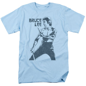 AN OFFCIALLY LICENSED BRUCE LEE FIGHTER MEN'S REGULAR FIT T-SHIRT LIGHT BLUE
