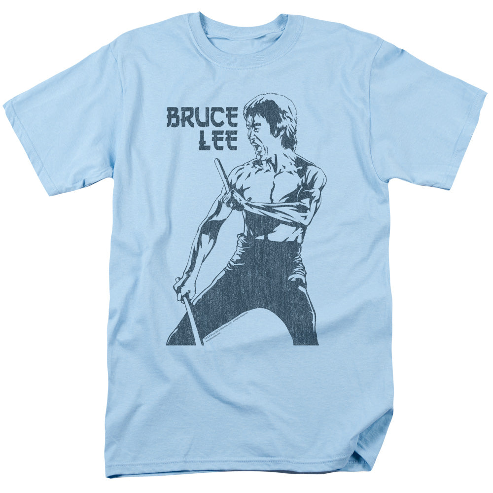 AN OFFCIALLY LICENSED BRUCE LEE FIGHTER MEN'S REGULAR FIT T-SHIRT LIGHT BLUE