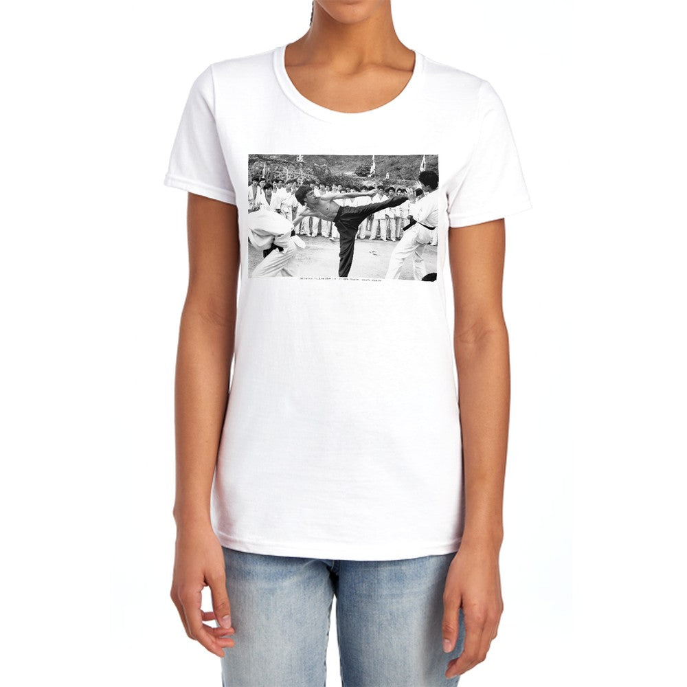Bruce Lee Kick To The Head Licensed Women's T-Shirt Regular Fit SM-2X