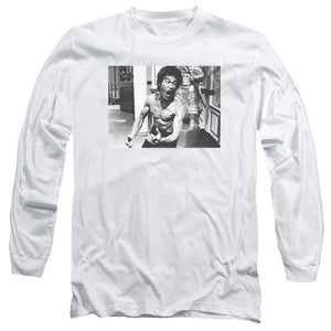 AN OFFCIALLY LICENSED BRUCE LEE FULL OF FURY MEN'S LONG SLEEVE T-SHIRT WHITE