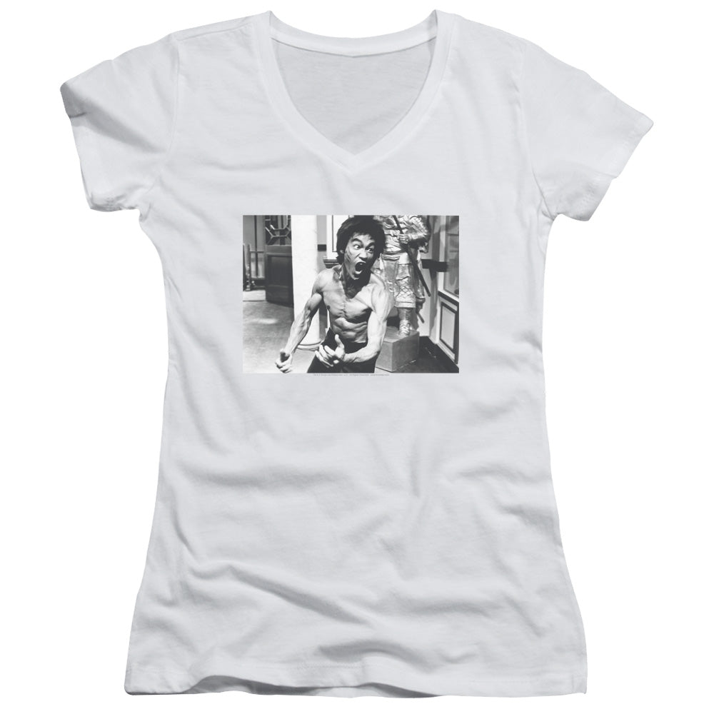 Bruce Lee Full Of Fury Licensed Women's T-Shirt Juniors V-Neck SM