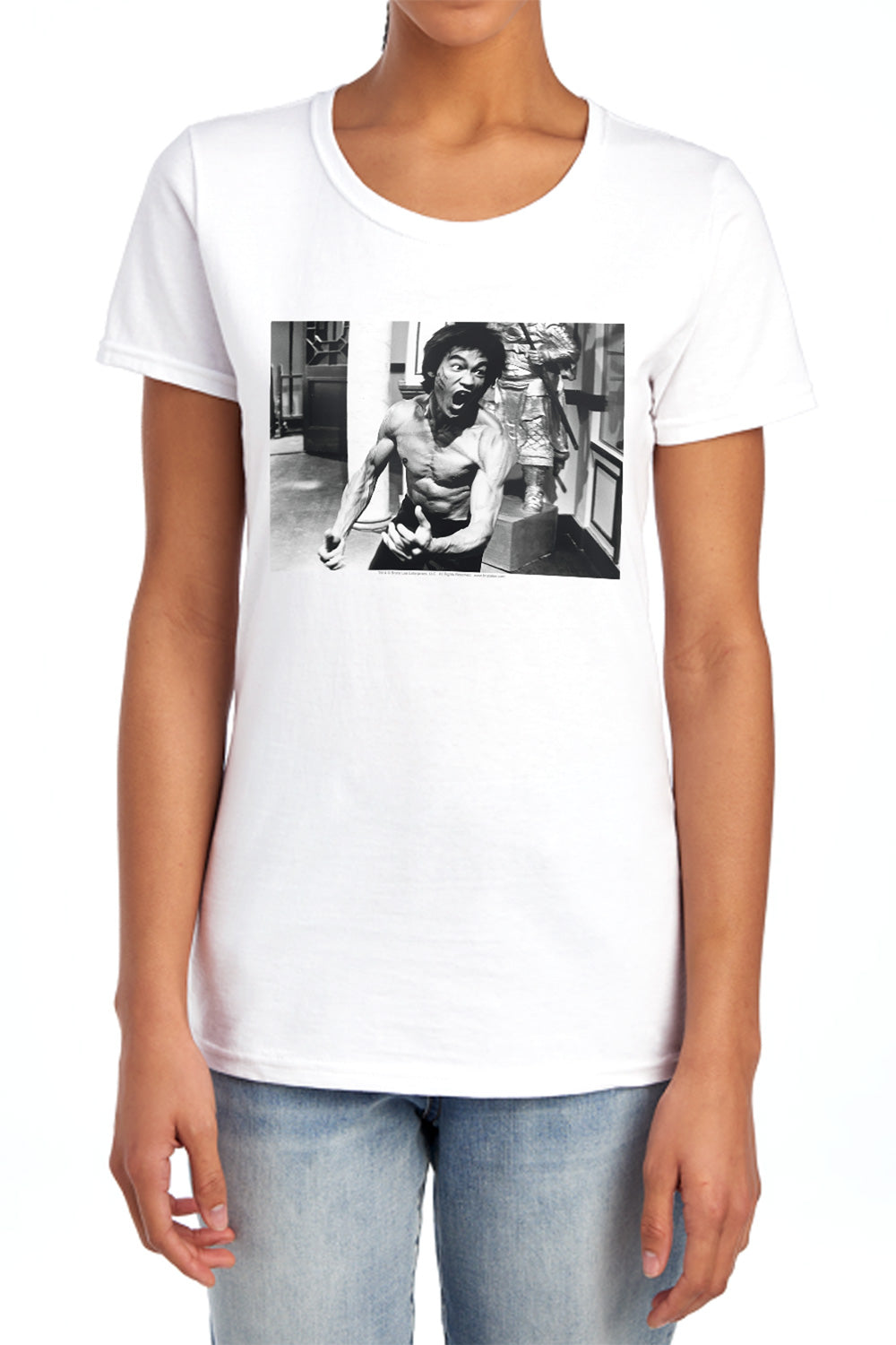 AN OFFCIALLY LICENSED BRUCE LEE FULL OF FURY WOMEN'S REGULAR FIT T-SHIRT WHITE