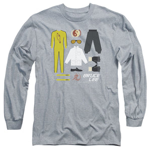 AN OFFCIALLY LICENSED BRUCE LEE LEE GIFT SET MEN'S LONG SLEEVE T-SHIRT ATHLETIC HEATHER