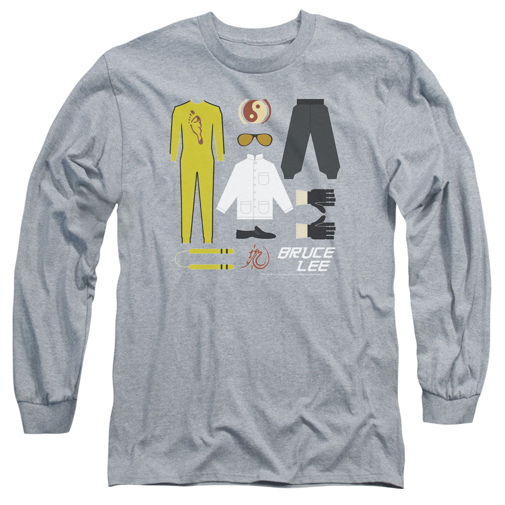 AN OFFCIALLY LICENSED BRUCE LEE LEE GIFT SET MEN'S LONG SLEEVE T-SHIRT ATHLETIC HEATHER