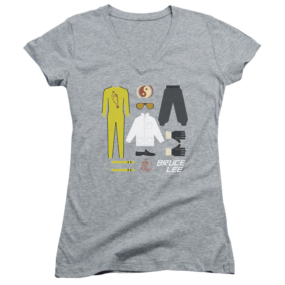 Bruce Lee Lee Gift Set Licensed Women's T-Shirt Juniors V-Neck 2X