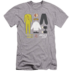 AN OFFCIALLY LICENSED BRUCE LEE LEE GIFT SET MEN'S PREMIUM SLIM FIT T-SHIRT ATHLETIC HEATHER