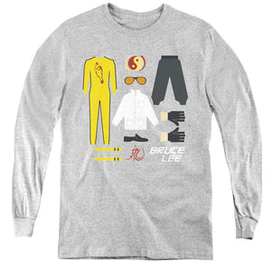 AN OFFCIALLY LICENSED BRUCE LEE LEE GIFT SET YOUTH LONG SLEEVE T-SHIRT ATHLETIC HEATHER