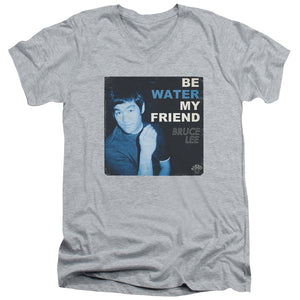 AN OFFCIALLY LICENSED BRUCE LEE WATER MEN'S V-NECK T-SHIRT ATHLETIC HEATHER