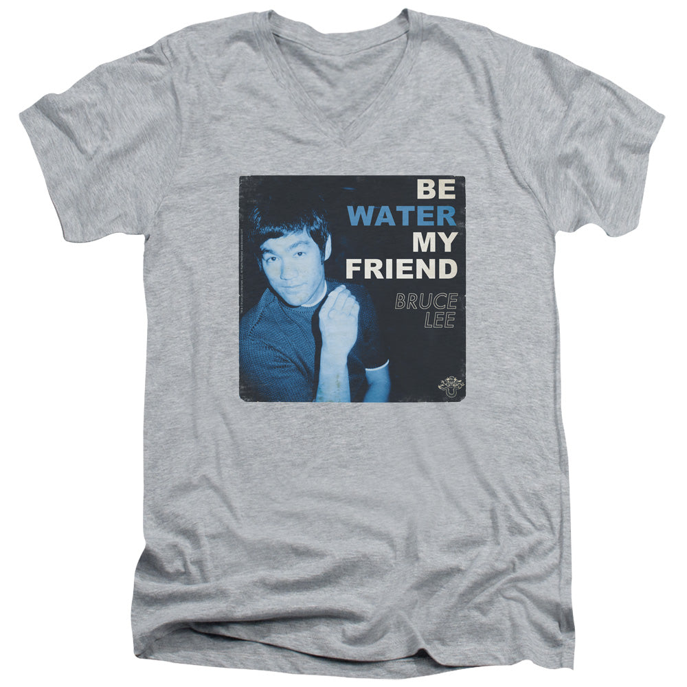 AN OFFCIALLY LICENSED BRUCE LEE WATER MEN'S V-NECK T-SHIRT ATHLETIC HEATHER