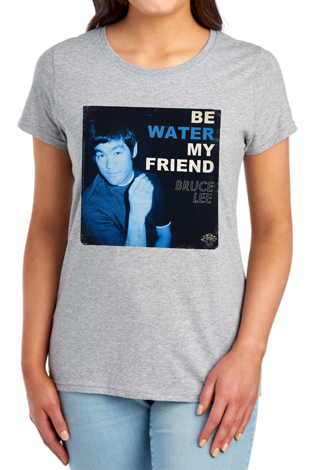 AN OFFCIALLY LICENSED BRUCE LEE WATER WOMEN'S REGULAR FIT T-SHIRT ATHLETIC HEATHER