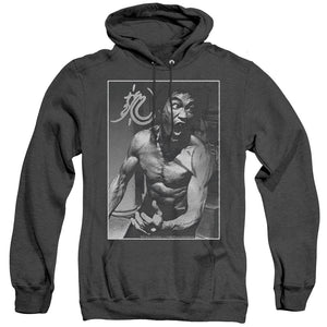 AN OFFCIALLY LICENSED BRUCE LEE FOCUSED RAGE ADULT UNISEX HEATHER PULLOVER HOODIE BLACK