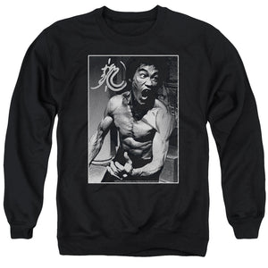 AN OFFCIALLY LICENSED BRUCE LEE FOCUSED RAGE ADULT UNISEX CREWNECK SWEATSHIRT BLACK