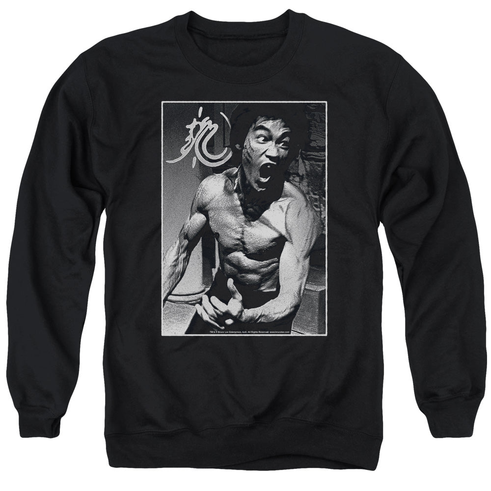 AN OFFCIALLY LICENSED BRUCE LEE FOCUSED RAGE ADULT UNISEX CREWNECK SWEATSHIRT BLACK