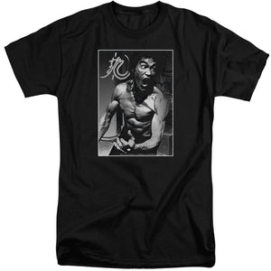 AN OFFCIALLY LICENSED BRUCE LEE FOCUSED RAGE MEN'S TALL FIT T-SHIRT BLACK