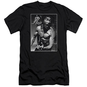 AN OFFCIALLY LICENSED BRUCE LEE FOCUSED RAGE MEN'S PREMIUM SLIM FIT T-SHIRT BLACK