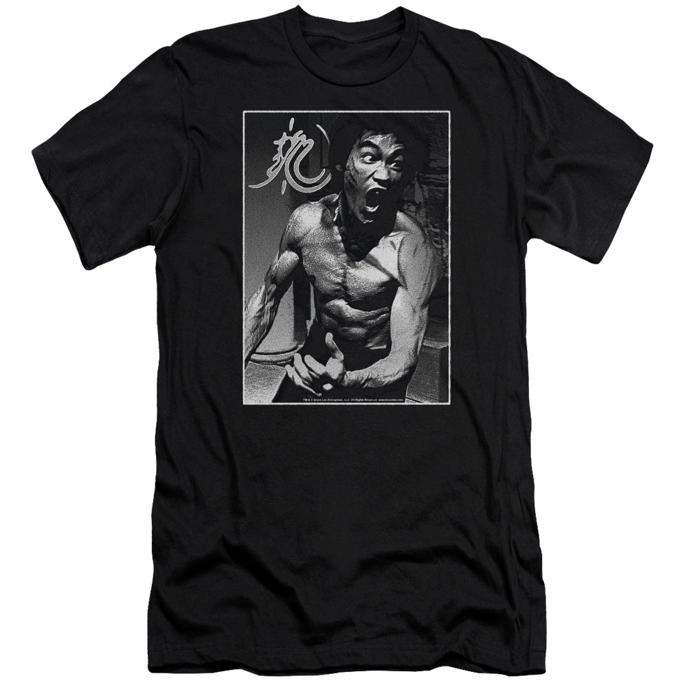 AN OFFCIALLY LICENSED BRUCE LEE FOCUSED RAGE MEN'S PREMIUM SLIM FIT T-SHIRT BLACK