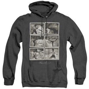 AN OFFCIALLY LICENSED BRUCE LEE SNAP SHOTS ADULT UNISEX HEATHER PULLOVER HOODIE BLACK