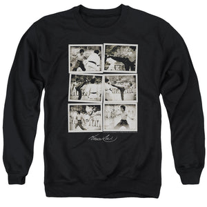 AN OFFCIALLY LICENSED BRUCE LEE SNAP SHOTS ADULT UNISEX CREWNECK SWEATSHIRT BLACK
