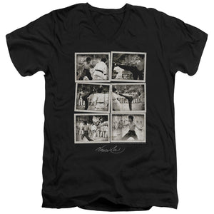 AN OFFCIALLY LICENSED BRUCE LEE SNAP SHOTS MEN'S V-NECK T-SHIRT BLACK