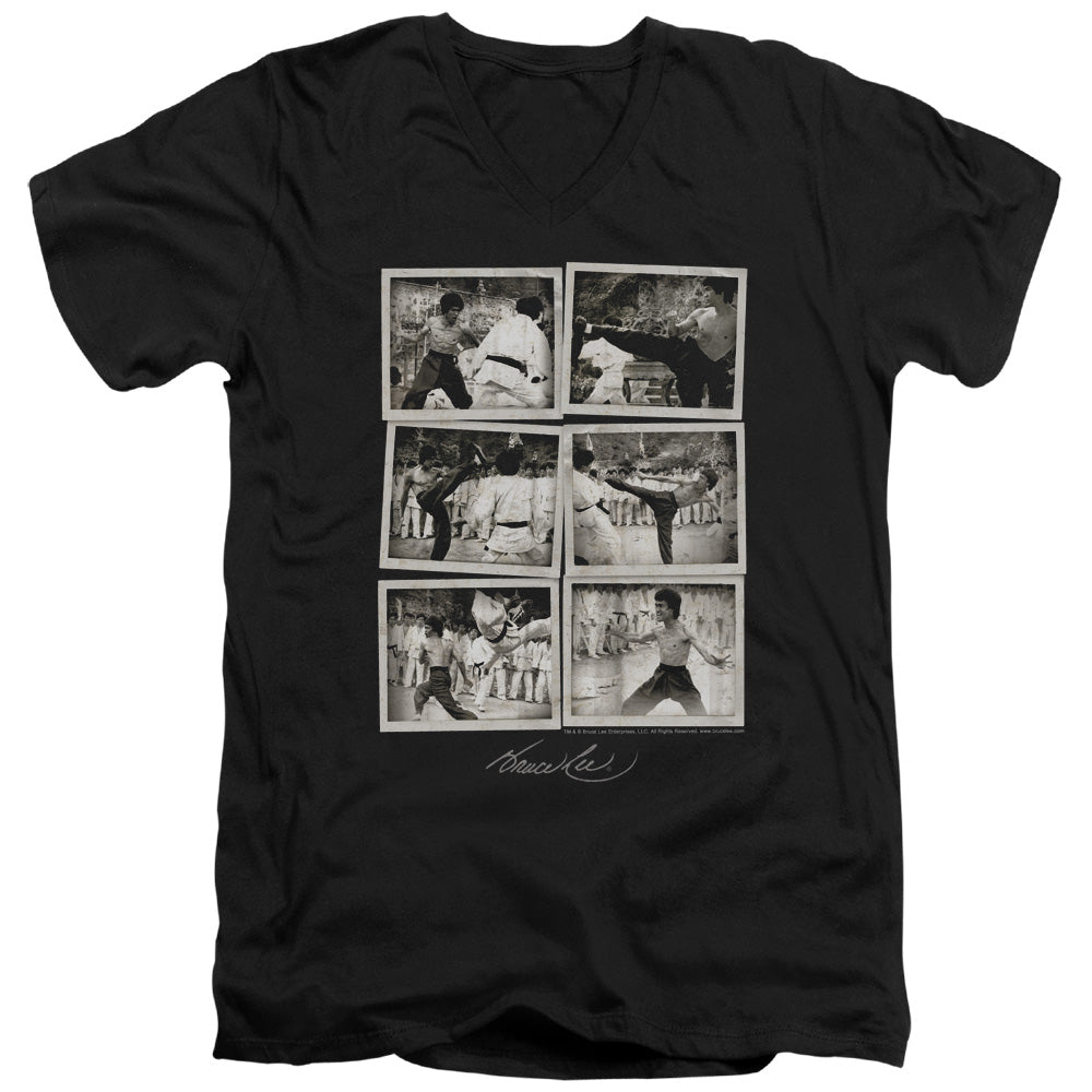 AN OFFCIALLY LICENSED BRUCE LEE SNAP SHOTS MEN'S V-NECK T-SHIRT BLACK