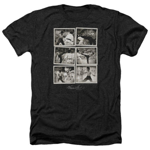 AN OFFCIALLY LICENSED BRUCE LEE SNAP SHOTS MEN'S HEATHER T-SHIRT CHARCOAL