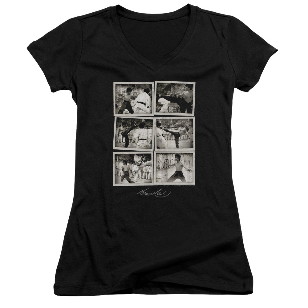 Bruce Lee Snap Shots Licensed Women's T-Shirt Juniors V-Neck SM