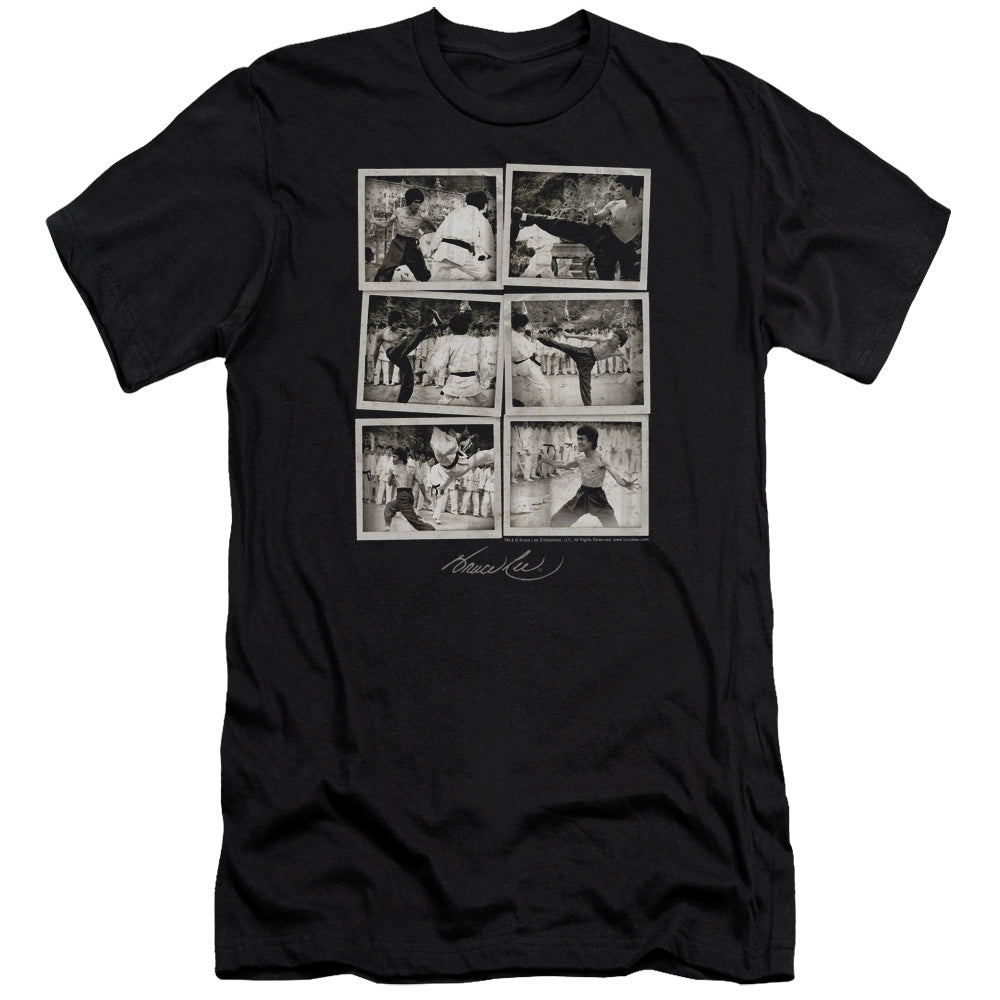 AN OFFCIALLY LICENSED BRUCE LEE SNAP SHOTS MEN'S PREMIUM SLIM FIT T-SHIRT BLACK