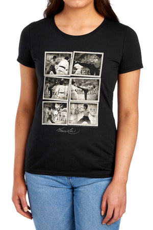 AN OFFCIALLY LICENSED BRUCE LEE SNAP SHOTS WOMEN'S REGULAR FIT T-SHIRT BLACK