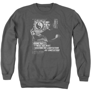AN OFFCIALLY LICENSED BRUCE LEE NO WAY AS A WAY ADULT UNISEX CREWNECK SWEATSHIRT CHARCOAL