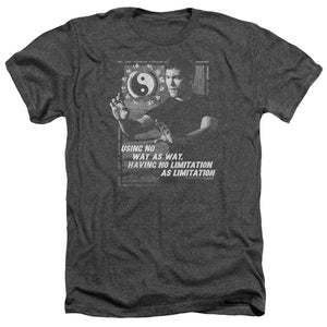 AN OFFCIALLY LICENSED BRUCE LEE NO WAY AS A WAY MEN'S HEATHER T-SHIRT CHARCOAL