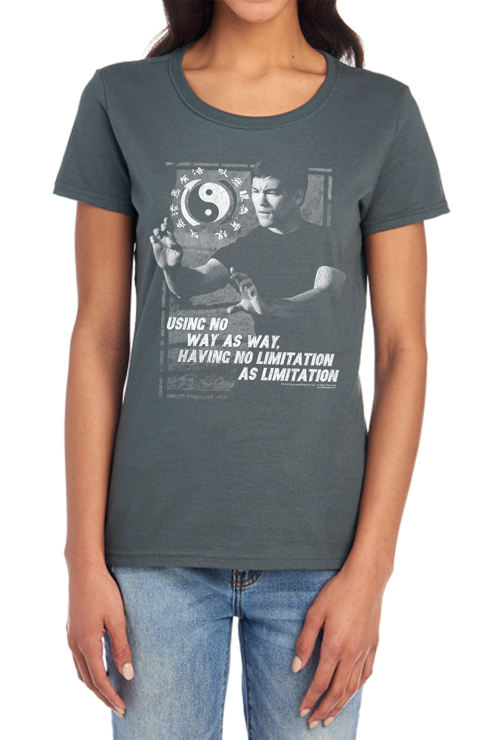 AN OFFCIALLY LICENSED BRUCE LEE NO WAY AS A WAY WOMEN'S REGULAR FIT T-SHIRT CHARCOAL