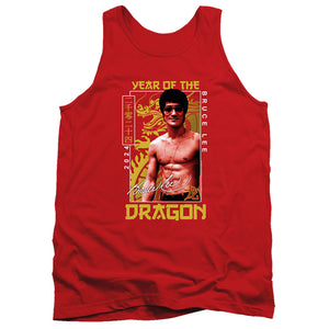 AN OFFCIALLY LICENSED BRUCE LEE FRAMED YEAR OF THE DRAGON ADULT UNISEX TANK TOP RED