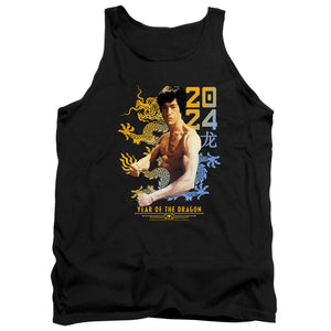AN OFFCIALLY LICENSED BRUCE LEE TWO TONE YEAR OF THE DRAGON ADULT UNISEX TANK TOP BLACK