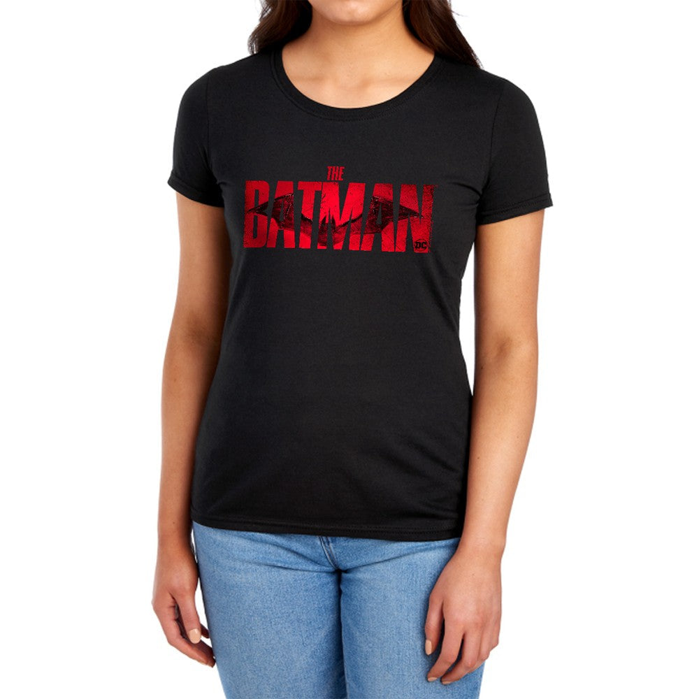 The Batman Crimson Drawn Bat Logo Licensed Women's T-Shirt Regular Fit SM-2X