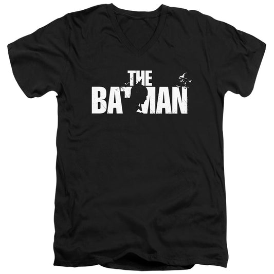 The Batman Silhouette Title Licensed Adult Unisex T-Shirt V-Neck Tee SM-2X