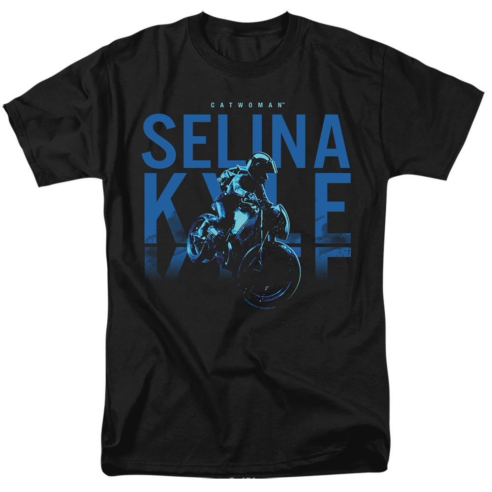The Batman Selina Kyle Motorcycle Licensed Adult Unisex T-Shirt Regular Fit Tee