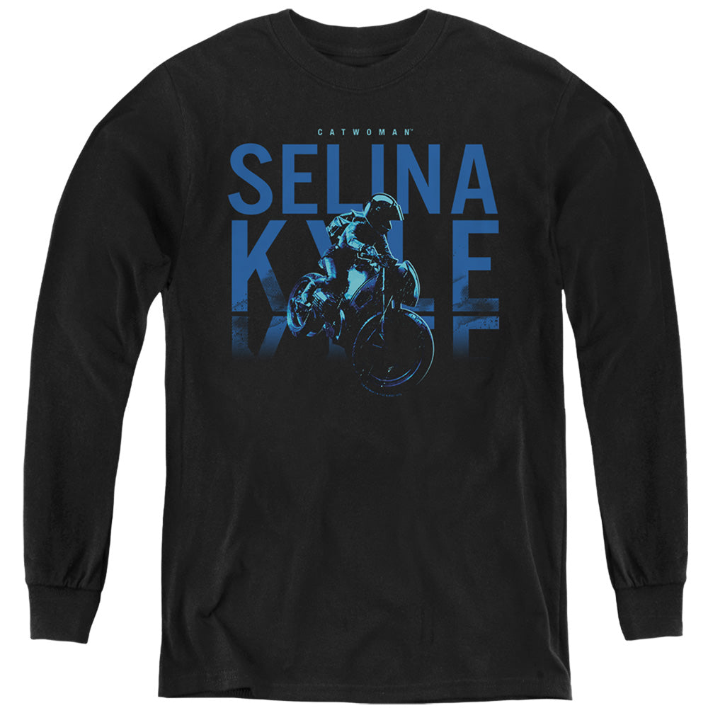 The Batman Selina Kyle Motorcycle Licensed Youth Long Sleeve T-Shirt (Ages 8-12)