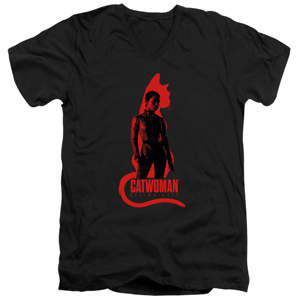 The Batman Selina Kyle Cat Silhouette Licensed Adult Unisex T-Shirt V-Neck Tee
