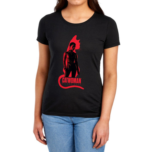 The Batman Selina Kyle Cat Silhouette Licensed Women's T-Shirt Regular Fit SM-2X