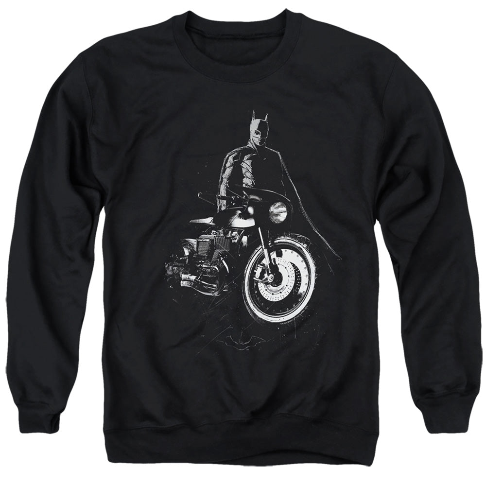 The Batman And His Motorcycle Licensed Adult Unisex Crewneck Sweatshirt SM-3X