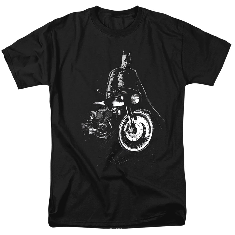 The Batman And His Motorcycle Licensed Adult Unisex T-Shirt Regular Fit Tee